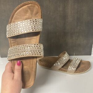 F&F Cork Sandals Kewels Embelished Women’s Size 38EU 7.5US